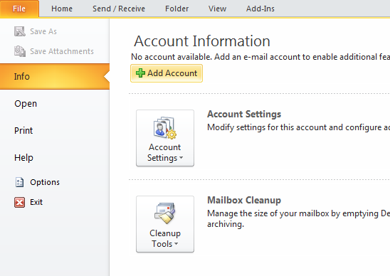 outlook account settings help