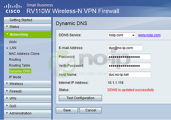 Cisco RV110W Router DDNS Settings