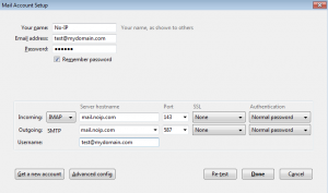 Thunderbird Account Settings with Ports