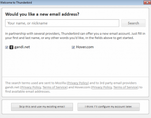 Thunderbird use Existing Account