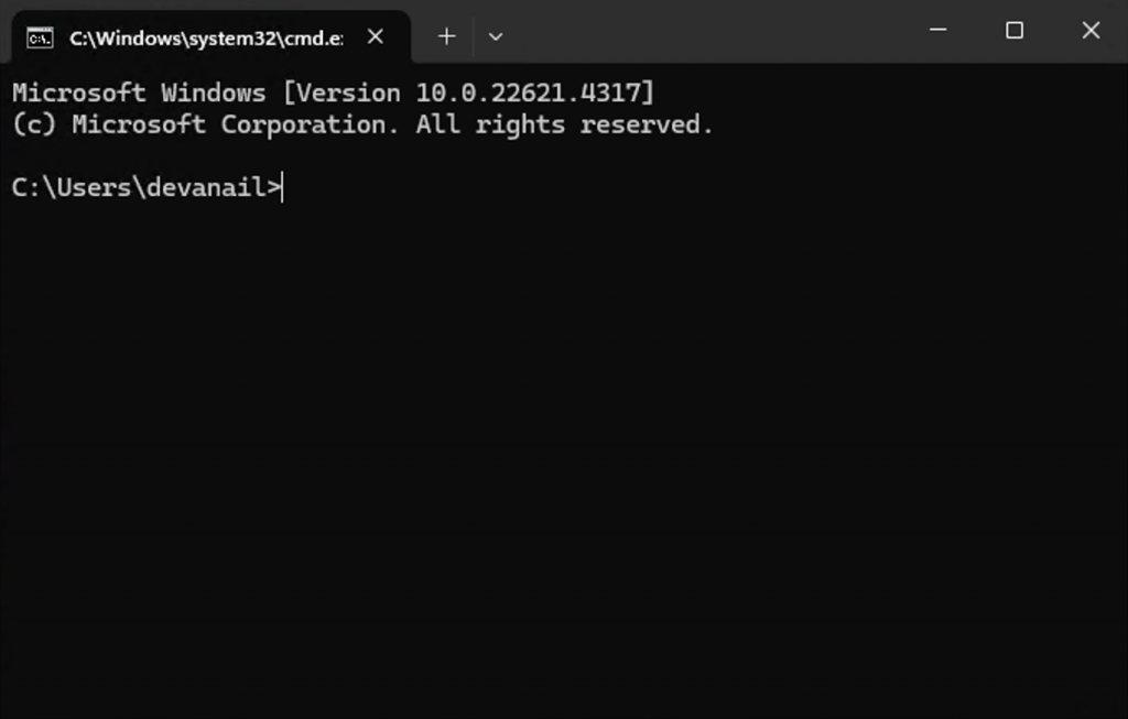 Newly opened Windows Command Prompt